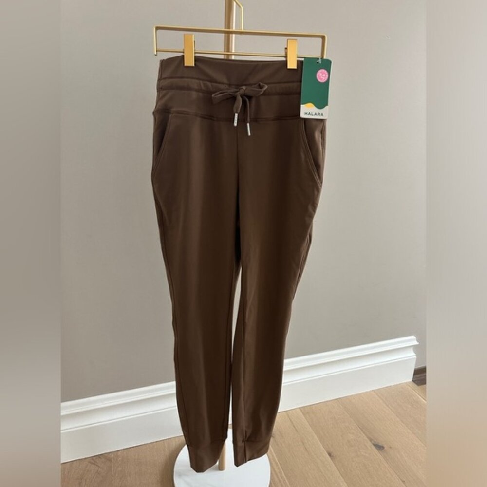 BNWT Halara "Play It My Way" High-Waisted Drawstring Joggers Olive/Brown Small